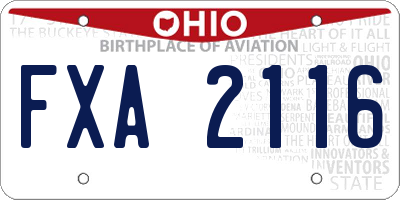 OH license plate FXA2116