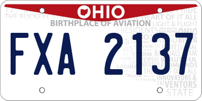 OH license plate FXA2137