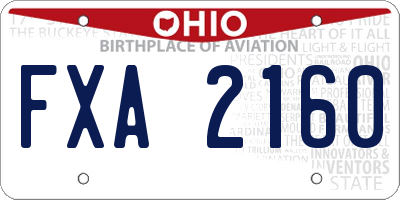 OH license plate FXA2160
