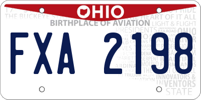 OH license plate FXA2198