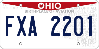 OH license plate FXA2201
