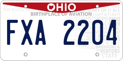 OH license plate FXA2204