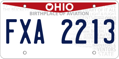 OH license plate FXA2213
