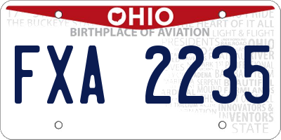 OH license plate FXA2235