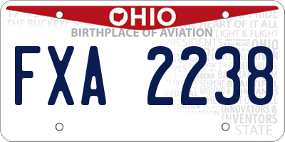 OH license plate FXA2238