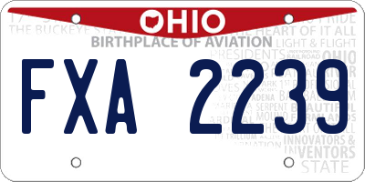 OH license plate FXA2239