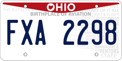 OH license plate FXA2298