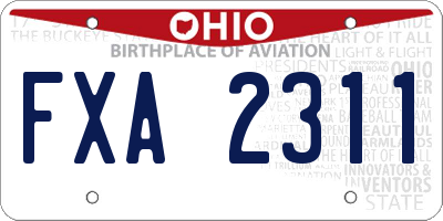 OH license plate FXA2311