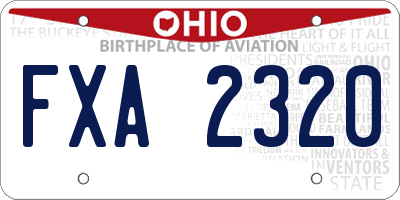 OH license plate FXA2320