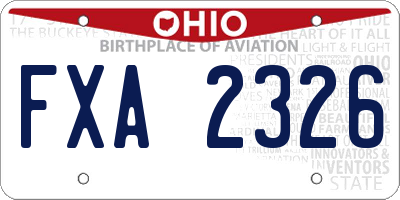 OH license plate FXA2326
