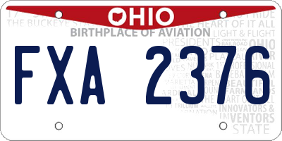 OH license plate FXA2376