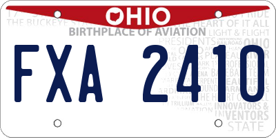OH license plate FXA2410