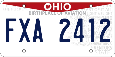 OH license plate FXA2412