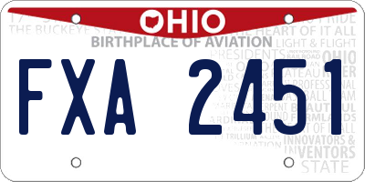 OH license plate FXA2451