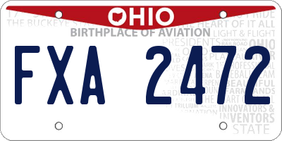 OH license plate FXA2472