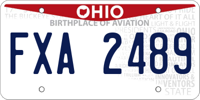 OH license plate FXA2489