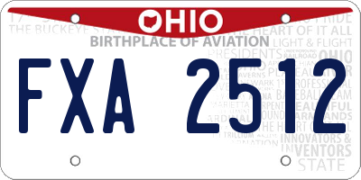 OH license plate FXA2512