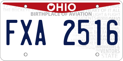 OH license plate FXA2516