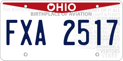 OH license plate FXA2517