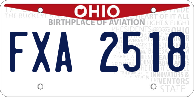 OH license plate FXA2518