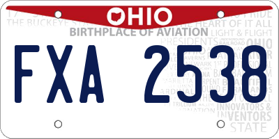 OH license plate FXA2538