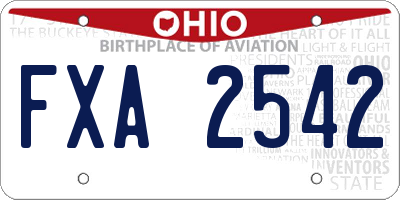 OH license plate FXA2542