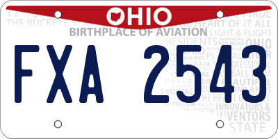 OH license plate FXA2543