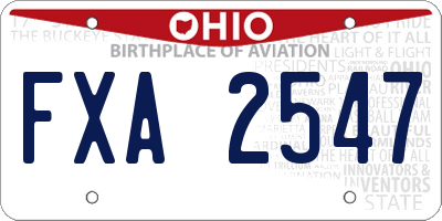 OH license plate FXA2547