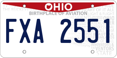 OH license plate FXA2551