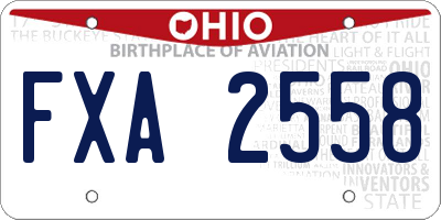 OH license plate FXA2558