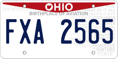 OH license plate FXA2565
