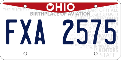 OH license plate FXA2575