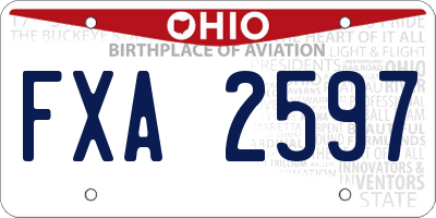 OH license plate FXA2597