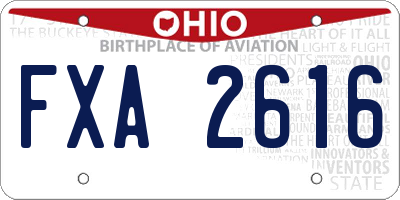 OH license plate FXA2616