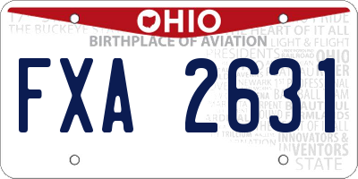 OH license plate FXA2631