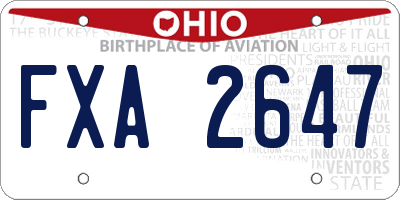 OH license plate FXA2647