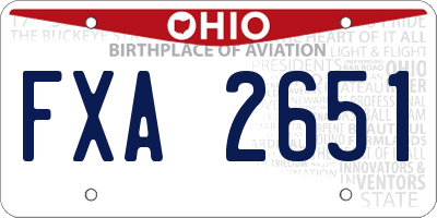 OH license plate FXA2651