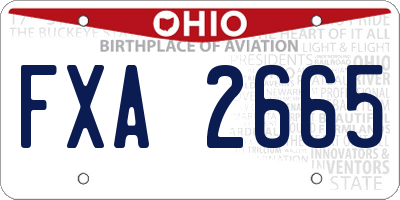 OH license plate FXA2665