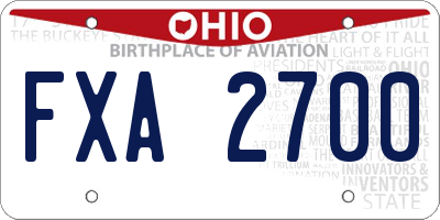 OH license plate FXA2700