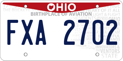 OH license plate FXA2702