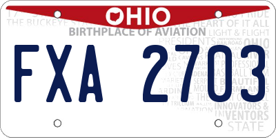 OH license plate FXA2703