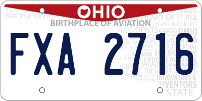 OH license plate FXA2716