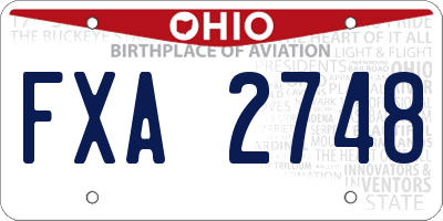 OH license plate FXA2748