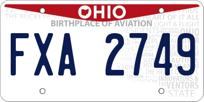 OH license plate FXA2749