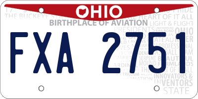 OH license plate FXA2751