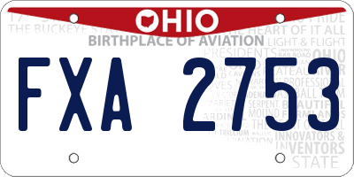 OH license plate FXA2753