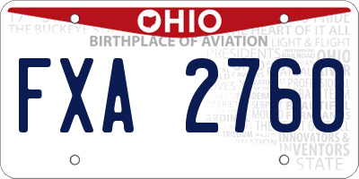 OH license plate FXA2760