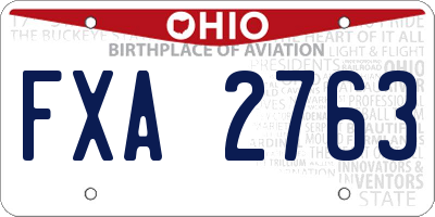 OH license plate FXA2763