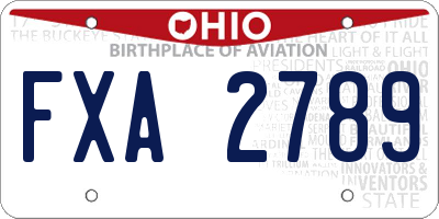 OH license plate FXA2789