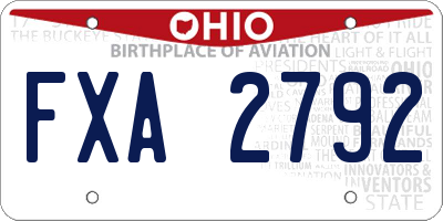 OH license plate FXA2792